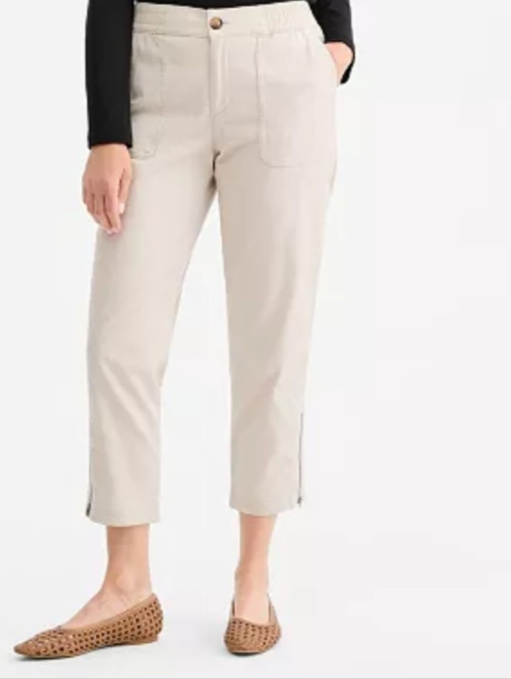 JM Collection Cargo Capri Pants Beige Taupe Size 8 Utility Pockets